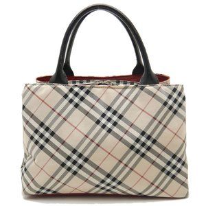 Burberry Blue Label Handbag Nylon Leather Beige Black